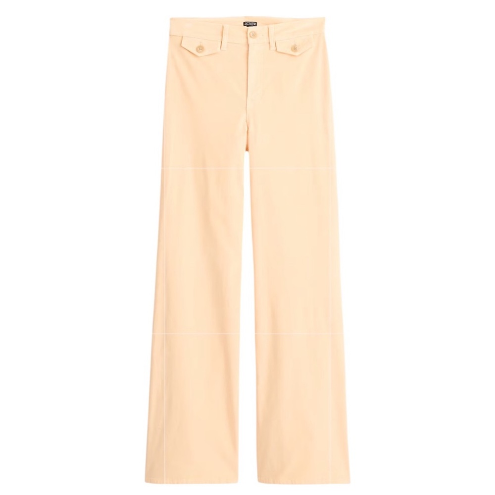 New J. Crew Wide-leg trouser in washed velvet‎ Peche Claire Pastel Peach Size 28